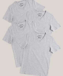 Oxford & Evergreen Clothing Pact Organic Cotton V-Neck Undershirts, 4-Pack, Gray