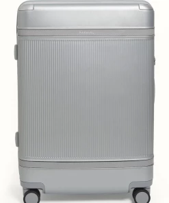 Oxford & Evergreen Paravel Aviator Stow-Away Suitcase With Recycled Plastics Inside & Out, Metro Silver (6 Colors Available) Bags & Baggage