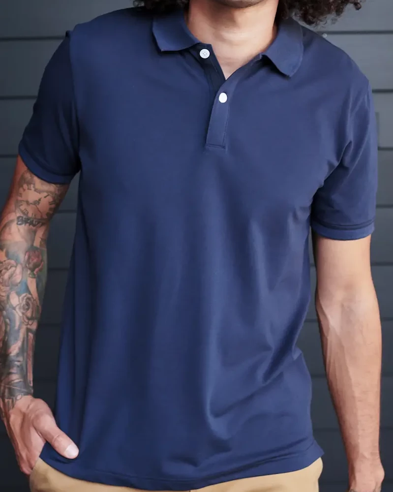 Oxford & Evergreen Quince Organic Stretch Luxe Pique Polo, Navy (3 Colors) Clothing 3 Oxford & Evergreen Quince Organic Stretch Luxe Pique Polo, Navy (3 Colors) Clothing