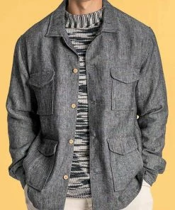 Oxford & Evergreen Rawganique Organic Hemp Safari Jacket, Black Platinum (Gray) Clothing