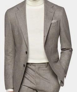 Oxford & Evergreen Suitsupply Havana Suit, Fair Wear & Carbon Neutral, Light Brown Flannel