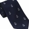 Oxford & Evergreen Accessories Summer Ties Anchor Silk Necktie, White On Navy 1 Oxford & Evergreen Accessories Summer Ties Anchor Silk Necktie, White On Navy