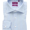Oxford & Evergreen Spier & Mackay Dress Shirt With French Placket, Blue Bengal Stripe Clothing 1 Oxford & Evergreen Spier & Mackay Dress Shirt With French Placket, Blue Bengal Stripe Clothing