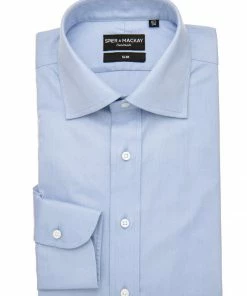 Oxford & Evergreen Clothing Spier & Mackay Dress Shirt, Medium Blue Fine Twill
