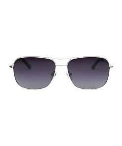 Oxford & Evergreen Spier & Mackay Square Aviator Sunglasses, Polarized, Silver/Black Accessories