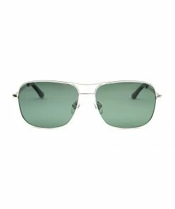 Oxford & Evergreen Accessories Spier & Mackay Square Aviator Sunglasses, Polarized, Silver/Green