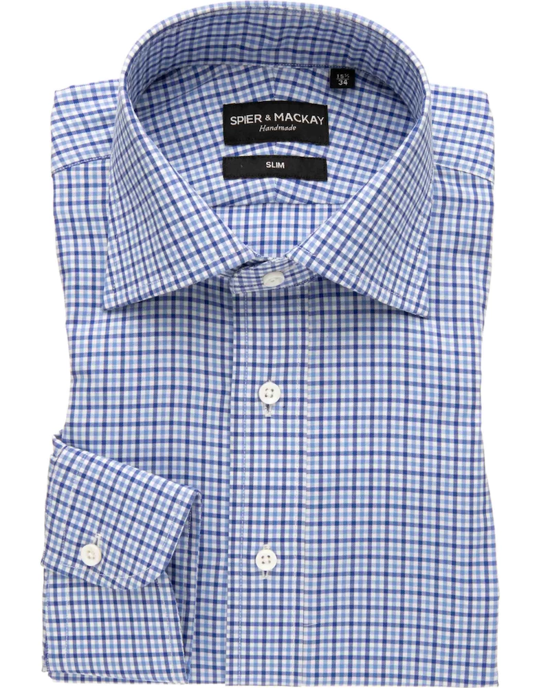 Oxford & Evergreen Clothing Spier & Mackay Dress Shirt, Blue & Navy Tattersall 3 Oxford & Evergreen Clothing Spier & Mackay Dress Shirt, Blue & Navy Tattersall