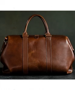 Oxford & Evergreen Satchel & Page Gladstone Bag In Brown Vegetable-Tanned Leather (20")