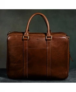 Oxford & Evergreen Satchel & Page Diplomat Vegetable-Tanned Leather Briefcase, Brown