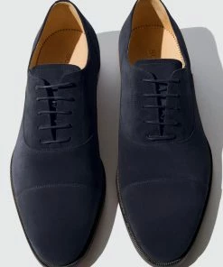 Oxford & Evergreen Scarosso Giove Abisso Cap-Toe Oxford, Dark Blue Suede