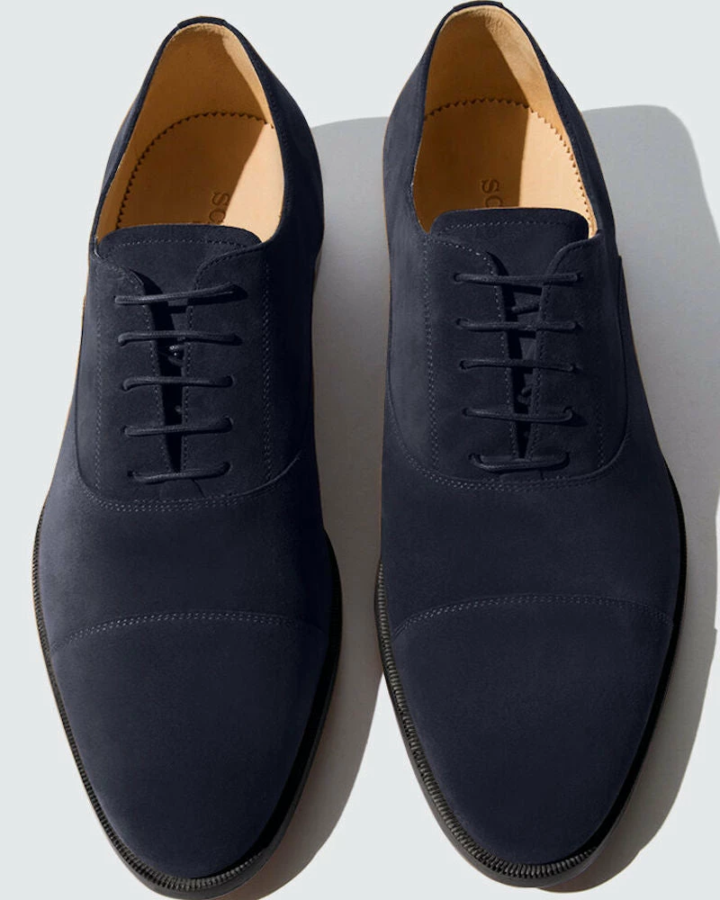 Oxford & Evergreen Scarosso Giove Abisso Cap-Toe Oxford, Dark Blue Suede 3 Oxford & Evergreen Scarosso Giove Abisso Cap-Toe Oxford, Dark Blue Suede