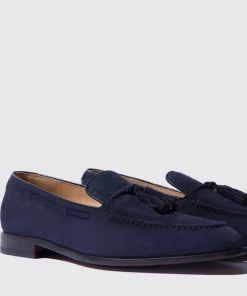 Oxford & Evergreen Shoes Scarosso Duccio Abisso Suede Tassel Loafers, Dark Blue