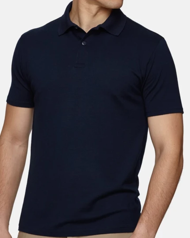 Oxford & Evergreen Wool&Prince Merino Wool Polo Shirt, Navy Clothing 3 Oxford & Evergreen Wool&Prince Merino Wool Polo Shirt, Navy Clothing
