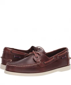 Oxford & Evergreen Sebago Dockside Portland Waxed Leather Boat Shoes, Brown