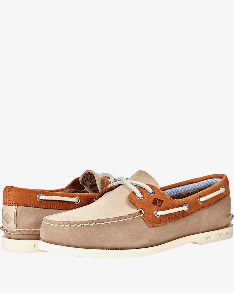 Oxford & Evergreen Sperry Authentic Originals 2-Eye Plushwave Tri-Tone Boat Shoes, Tan Multi 3 Oxford & Evergreen Sperry Authentic Originals 2-Eye Plushwave Tri-Tone Boat Shoes, Tan Multi
