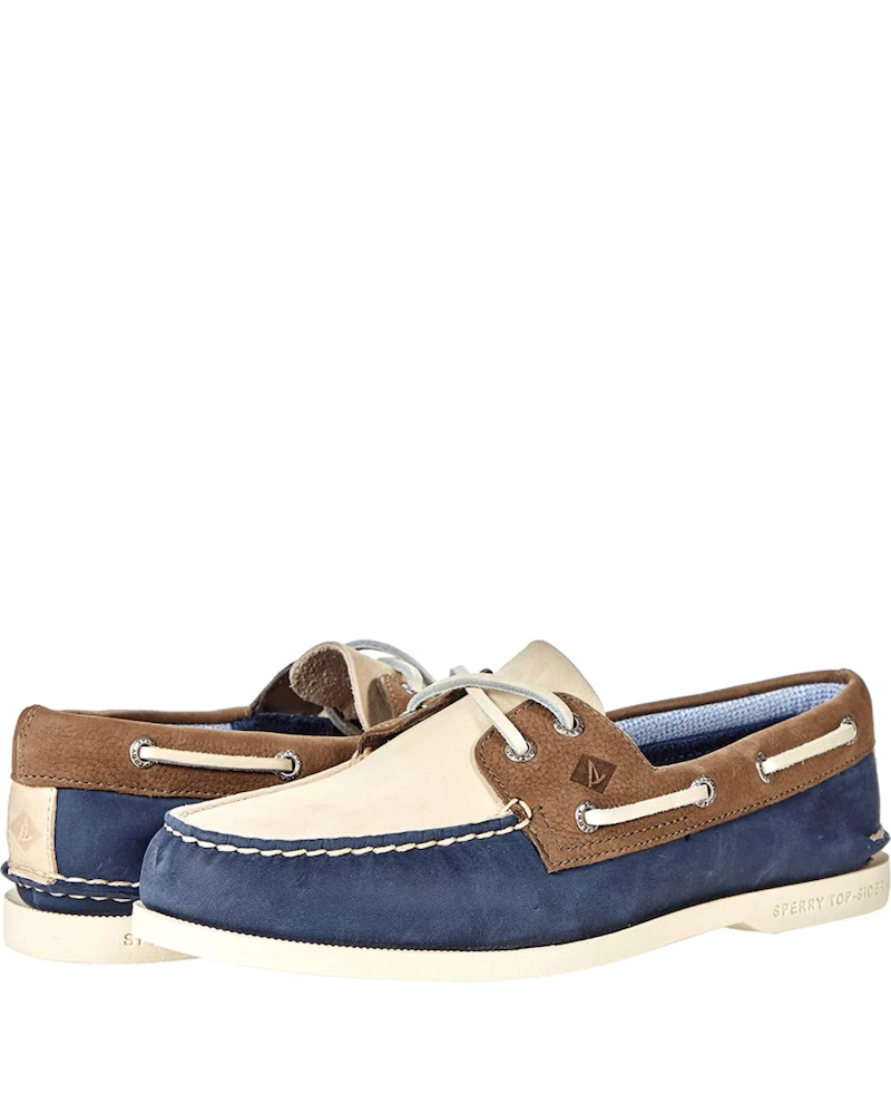 Oxford & Evergreen Sperry Authentic Originals 2-Eye Plushwave Tri-Tone Boat Shoes, Navy Multi 3 Oxford & Evergreen Sperry Authentic Originals 2-Eye Plushwave Tri-Tone Boat Shoes, Navy Multi