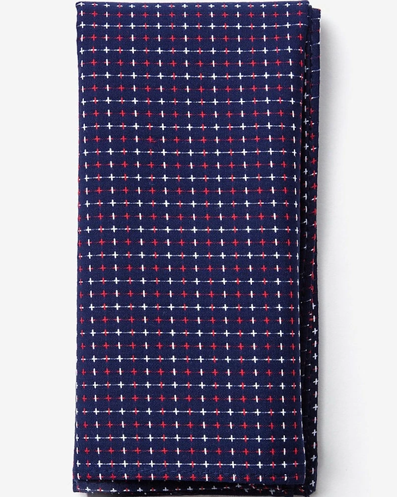Oxford & Evergreen Accessories Ties.com Ashland Cotton Pocket Square, Navy Blue With Red & White Pattern 3 Oxford & Evergreen Accessories Ties.com Ashland Cotton Pocket Square, Navy Blue With Red & White Pattern