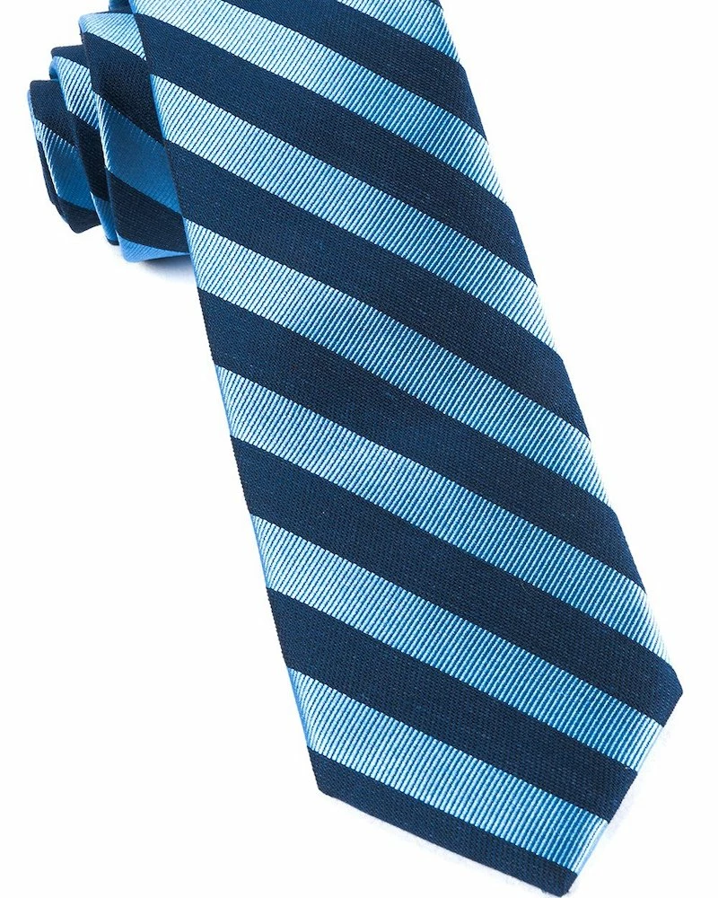 Oxford & Evergreen Accessories The Tie Bar Lumber Stripe Tie, Light Blue & Navy Blue 3 Oxford & Evergreen Accessories The Tie Bar Lumber Stripe Tie, Light Blue & Navy Blue