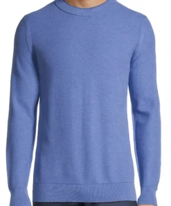 Oxford & Evergreen Honeycomb Knit Pullover In Organic Cotton, Skyline Melange (Light Blue) Clothing