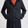 Oxford & Evergreen Thread Organic Cotton Classic Stretch Car Coat, Navy