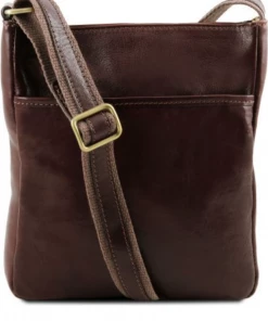 Oxford & Evergreen Bags & Baggage Tuscany Leather Jason Vegetable-Tanned Leather Crossbody Bag, Dark Brown (5 Colors) (8.6" X 10.0")