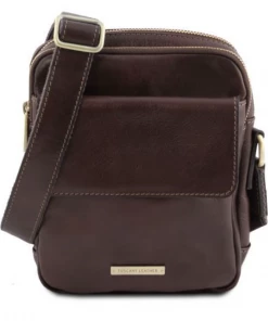 Oxford & Evergreen Bags & Baggage Tuscany Leather Larry Small Vegetable-Tanned Leather Crossbody Bag, Dark Brown (4 Colors) (6.8" X 8.2")