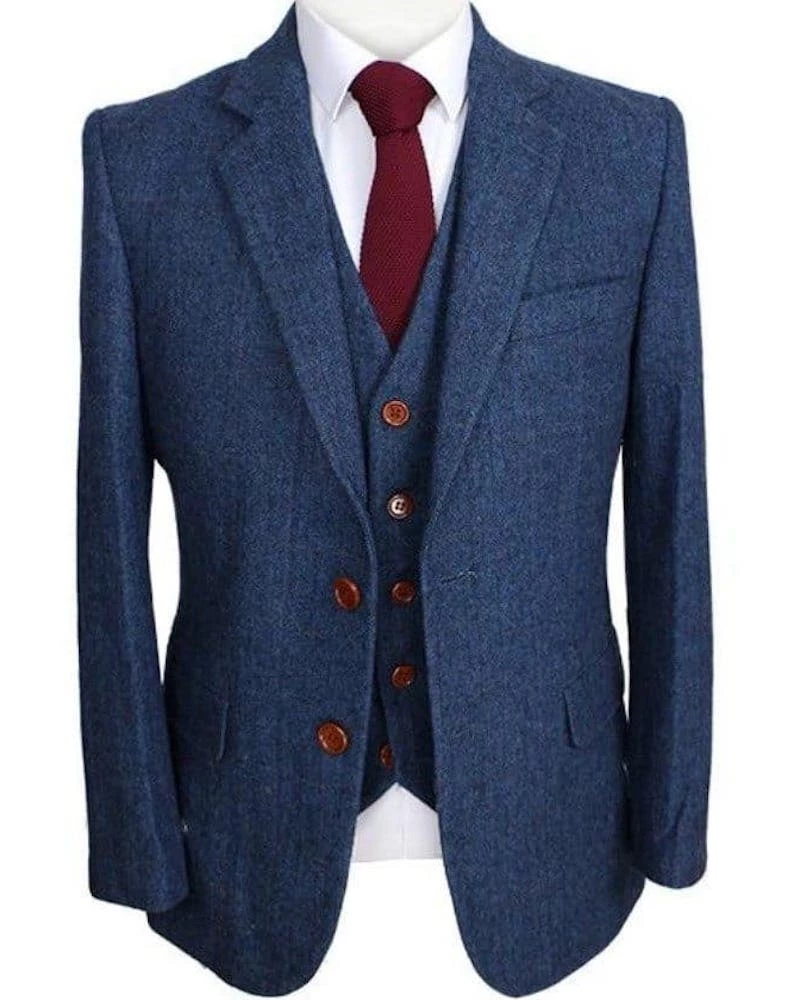 Oxford & Evergreen Clothing Tweedmaker Custom-Made 3 Piece Suit, Blue Herringbone Tweed 3 Oxford & Evergreen Clothing Tweedmaker Custom-Made 3 Piece Suit, Blue Herringbone Tweed