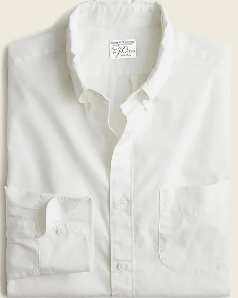 Oxford & Evergreen J. Crew Slim Stretch Secret Wash Organic Cotton Poplin Shirt, White 3 Oxford & Evergreen J. Crew Slim Stretch Secret Wash Organic Cotton Poplin Shirt, White