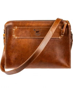 Oxford & Evergreen Will Leather Goods Simple Vegetable-Tanned Leather Crossbody Bag, Tan (3 Colors) (10.5” X 9.0”)
