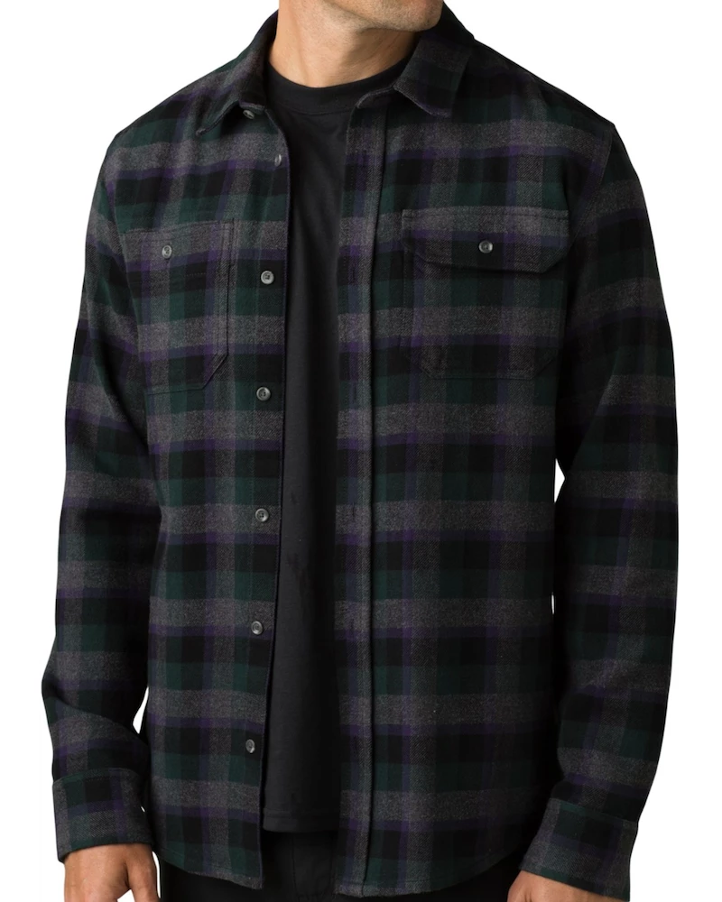 Oxford & Evergreen PrAna Hatcher Organic Cotton Flannel Shirt, Batik (Navy, Green, Purple) Clothing 3 Oxford & Evergreen PrAna Hatcher Organic Cotton Flannel Shirt, Batik (Navy, Green, Purple) Clothing